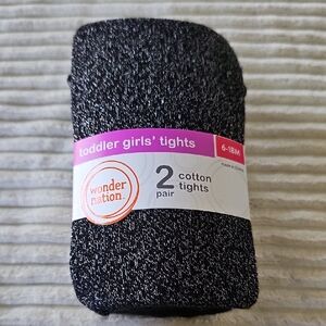 Wonder Nation Girls' Black Shimmery & Black Tights. Size 6-18 months. NWT.